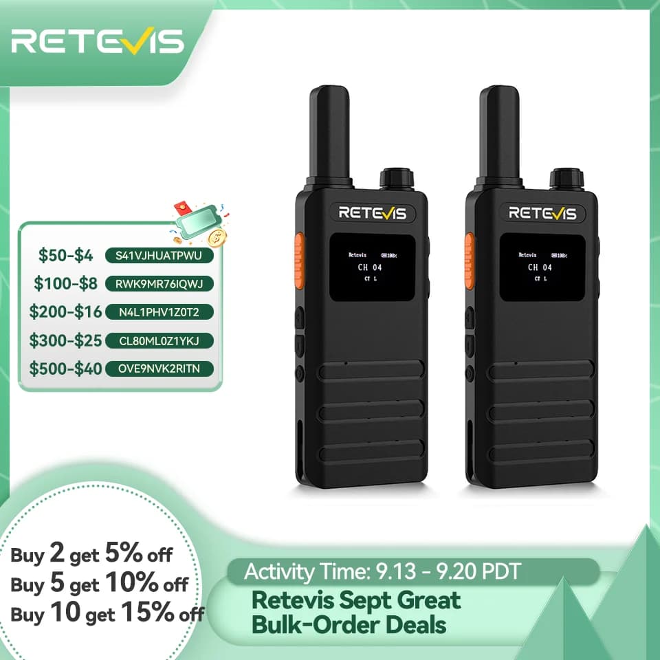 Retevis B63S (3a Gen RT622) Walkie Talkie 2 Pezzi con Schermo LCD Ultra-sottile, Senza Licenza, Tipo C, per Radio di Comunicazione