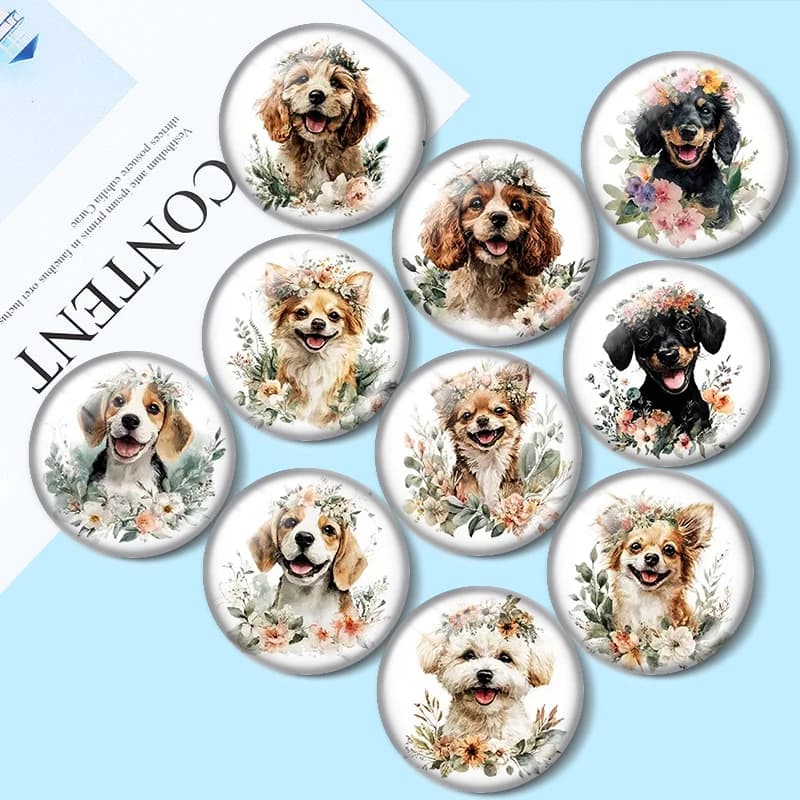 The Magical Dog 12/18/20/25mm glass cabochon bracelet pendant rings for jewelry demo earrings back Making findings