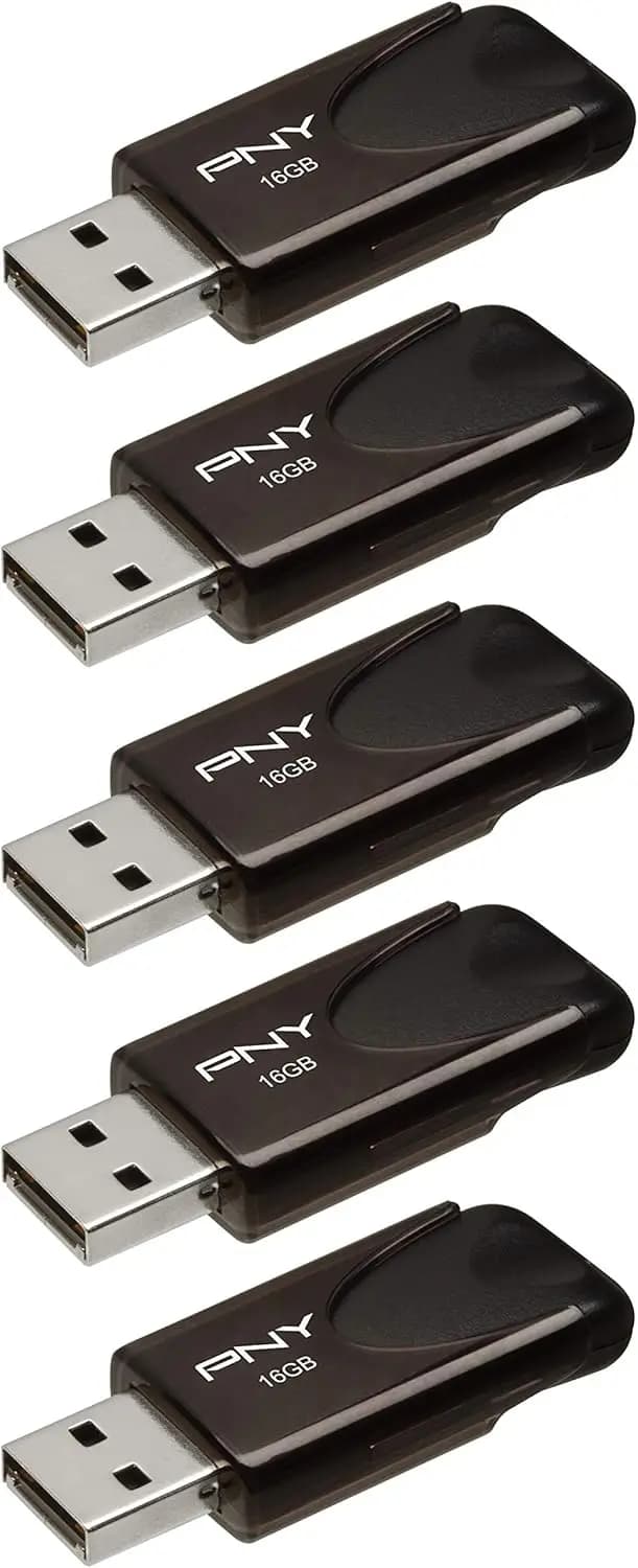 Chiavetta USB 2.0 da 16GB, Confezione da 5, Design Senza Cappuccio Scorrevole, Archiviazione Mobile Resistente per PC e Mac