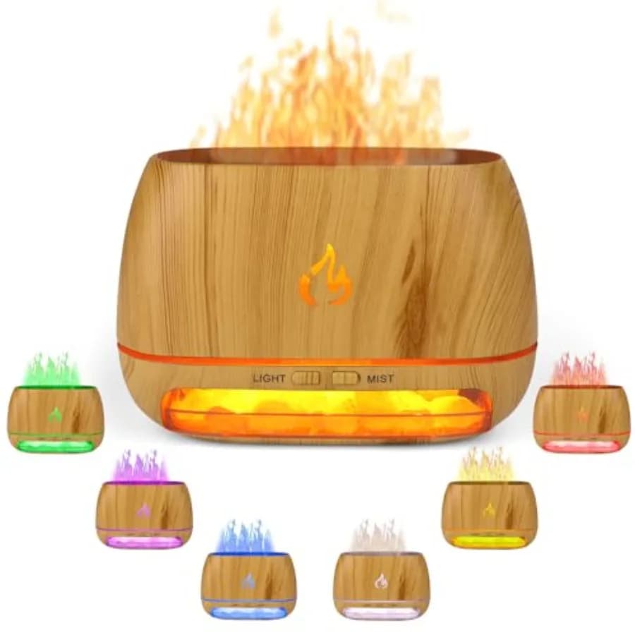 Diffusore di Oli Essenziali 3-in-1 con Lampada di Sale dell'Himalaya e Diffusore con 7 Colori Cangianti, 100% Puro Sale dell'Himalaya