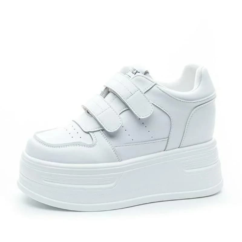 10CM mucca vera pelle autunno piattaforma zeppa tacco da skate comode scarpe casual alta marca grosso sneaker gancio donna vulcanizzata