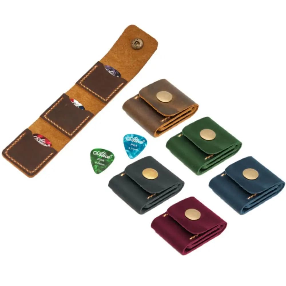 1 Piece, Random Color, PU Leather Guitar Pick Holder, Smooth Storage Pouch, Durable Large Capacity Guitar Picks Storage Bag
