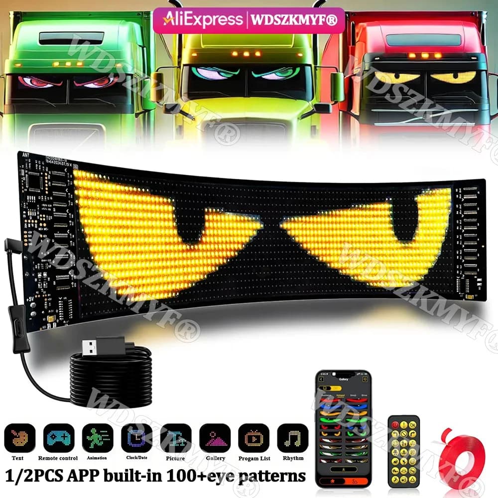Devil Eyes Luce LED multifunzionale luminosa con controllo APP Bluetooth per parabrezza dell'auto Display LED a scorrimento programmabile flessibile