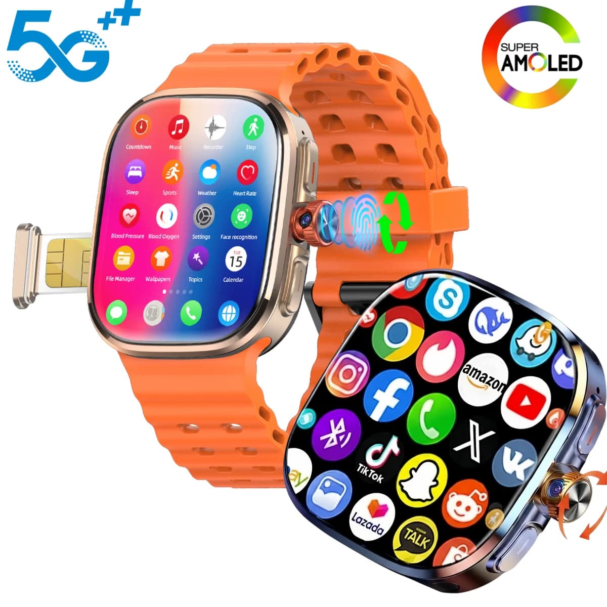 M99 Mini New Package 2.29inch Amoled Smartwatch 5G LTE Android Smart Watch With Rotary Camera GPS WIFI Sim Card Slot 2100Mah