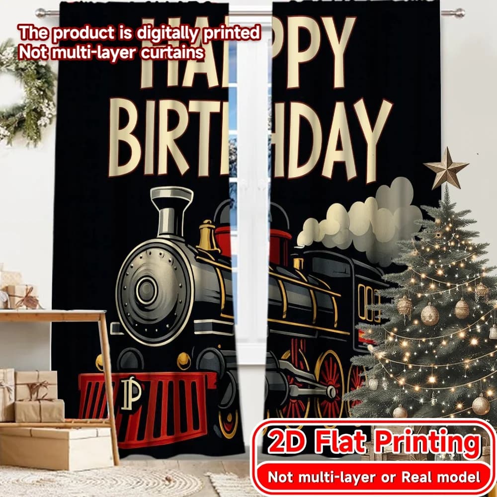 2D flat print, modern Express contemporary curtains for birthday, durable and versatile polyester curtains, suitable for all seasons