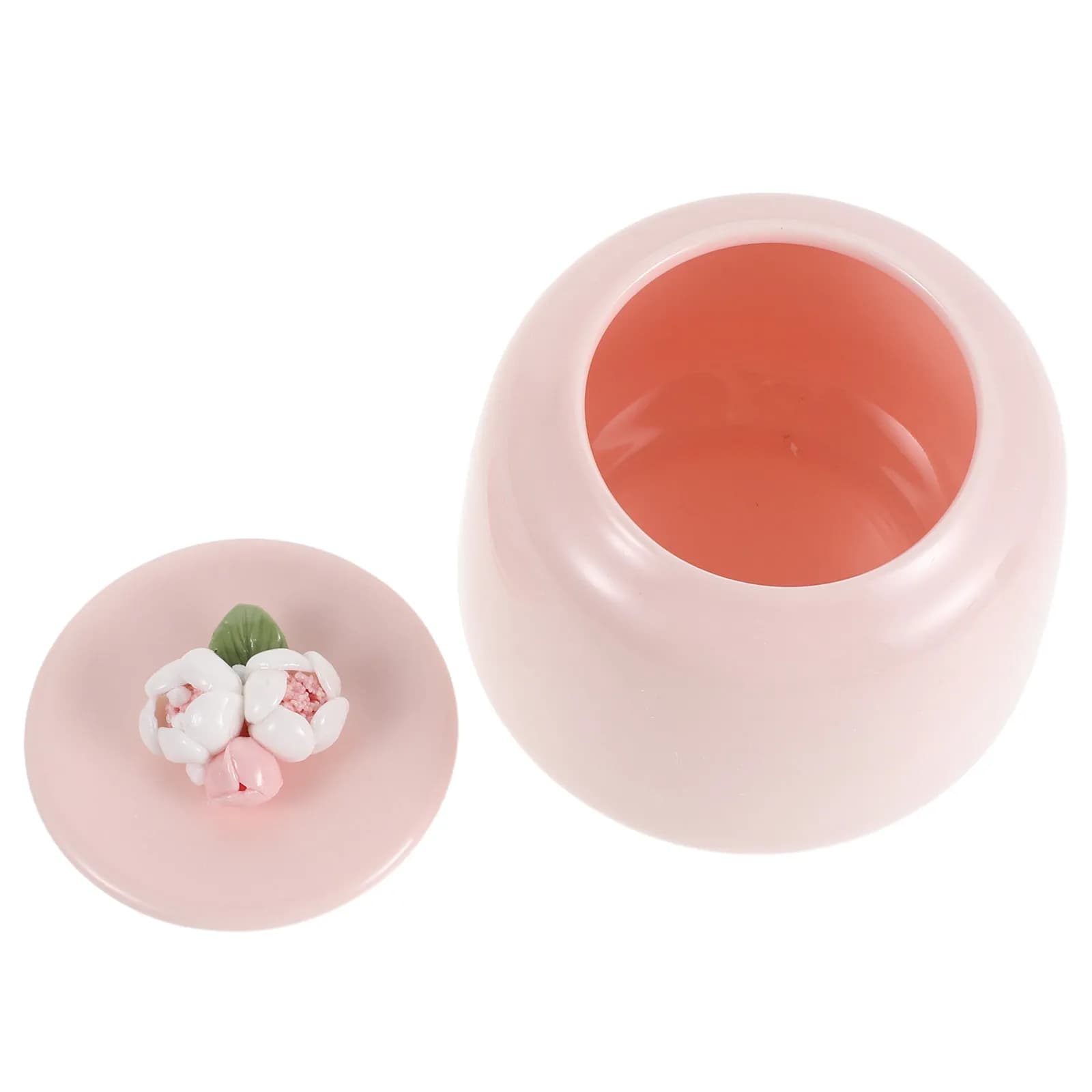 Porcelain Ceramic Tea Storage Jar Pink Airtight Seal Container Kitchen Canister Loose Leaf Tea Holder Decorative Food Storage