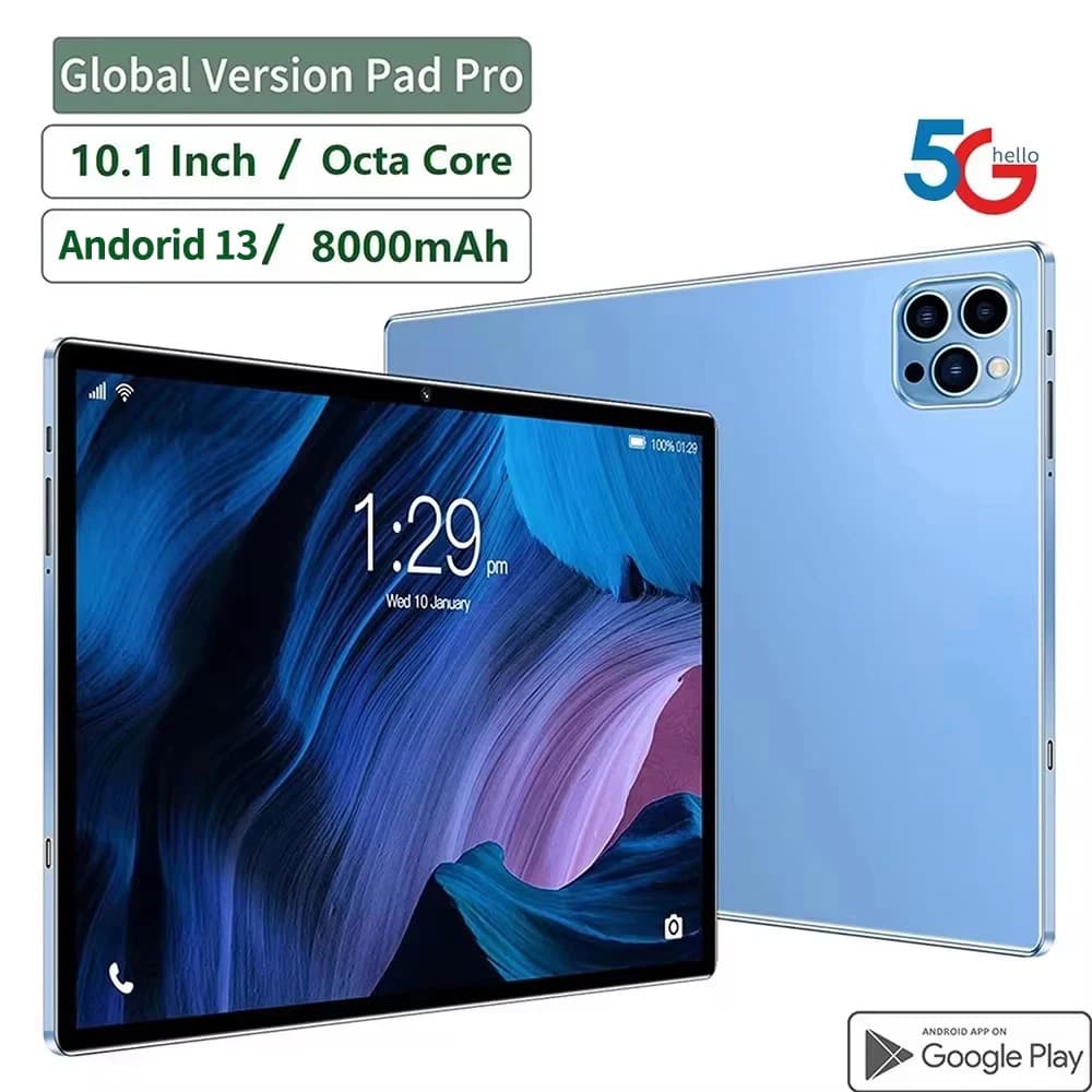 New 5G Pad 10.1 inch Android Tablets Octa Core 8 GB of RAM 512 GB of ROM In VoLTE/4G LTE 5G WiFi Tablet Pc 8000 mAh