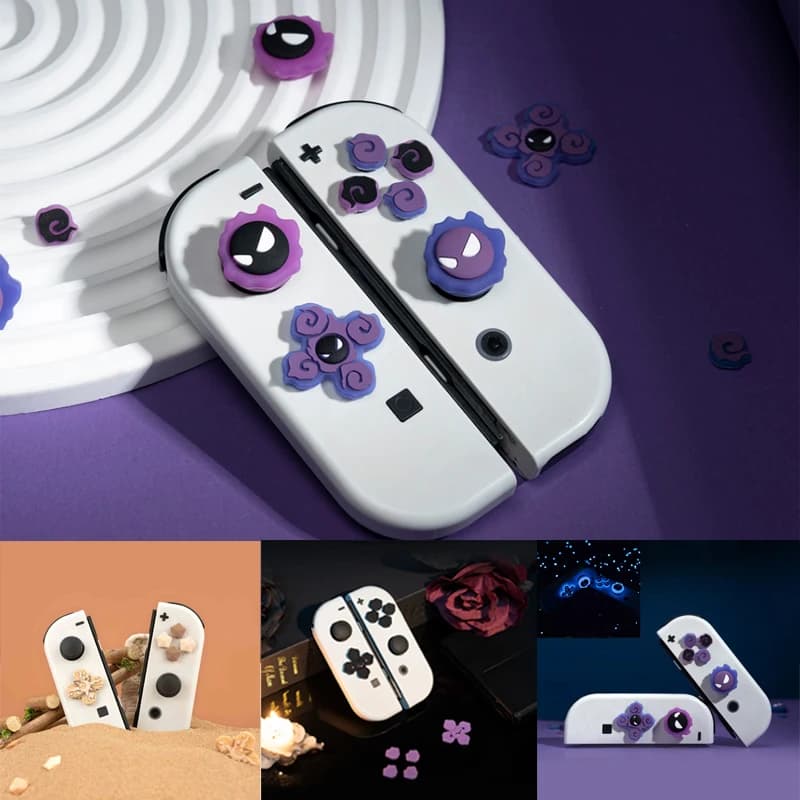 Luminoso Silicone morbido D-pad pulsante croce ABXY Key Sticker custodia in pelle per Nintendo Switch Oled Joy-con Thumb Stick Grip Cap Cover