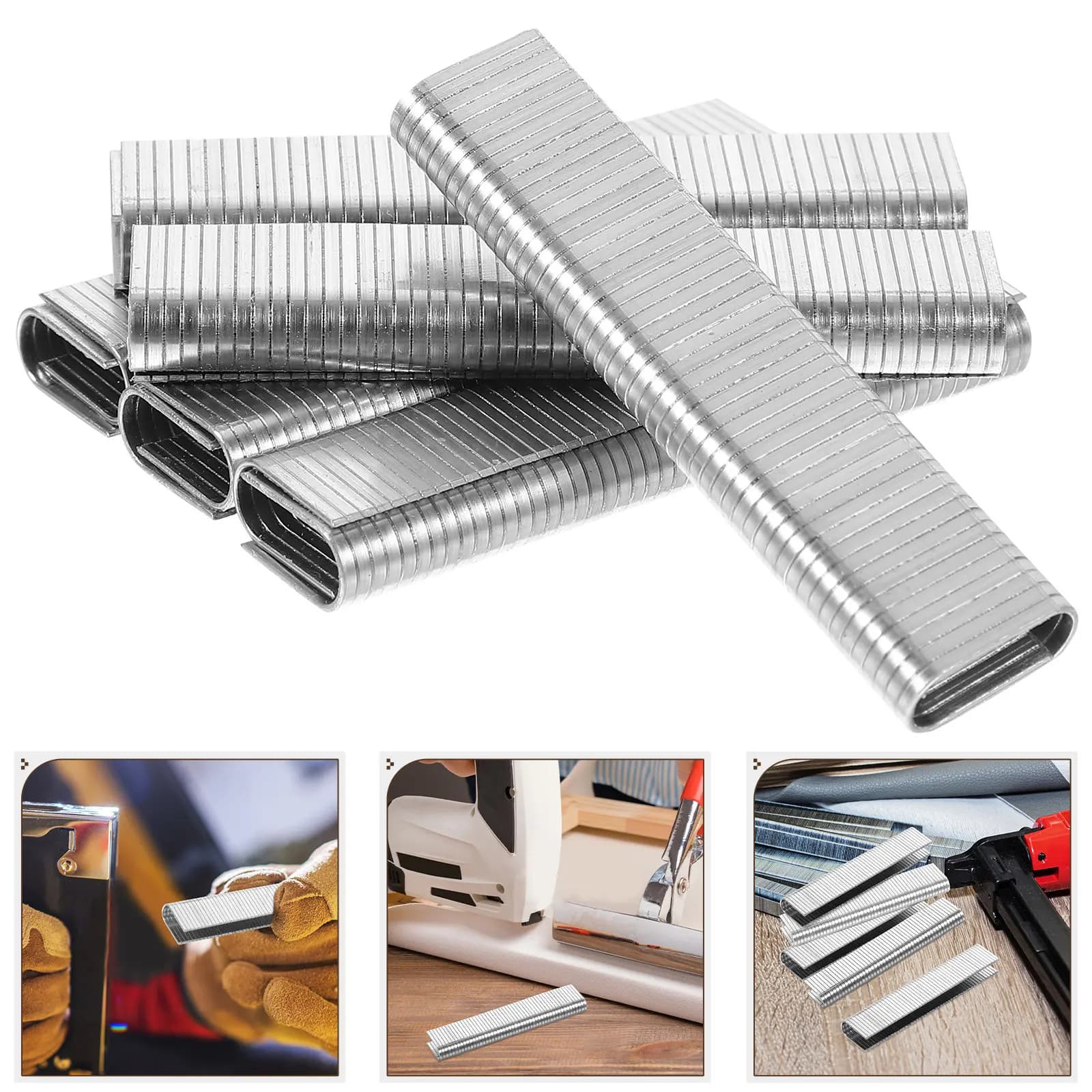 1000 Pezzi Graffette Metalliche a Corona Stretta a Forma di U per Lavorazione del Legno, Graffette Resistenti per Graffettatrice Elettrica