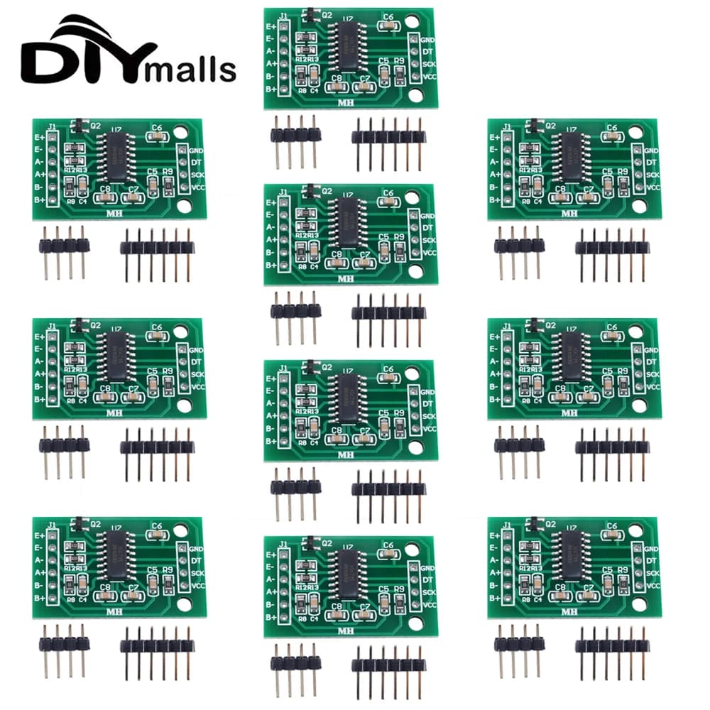 10PCS HX711 Ad Moudle Sensore di pressione di pesatura Amplificatore per celle di carico di precisione a doppio canale 24 bit PCB verde per Arduino