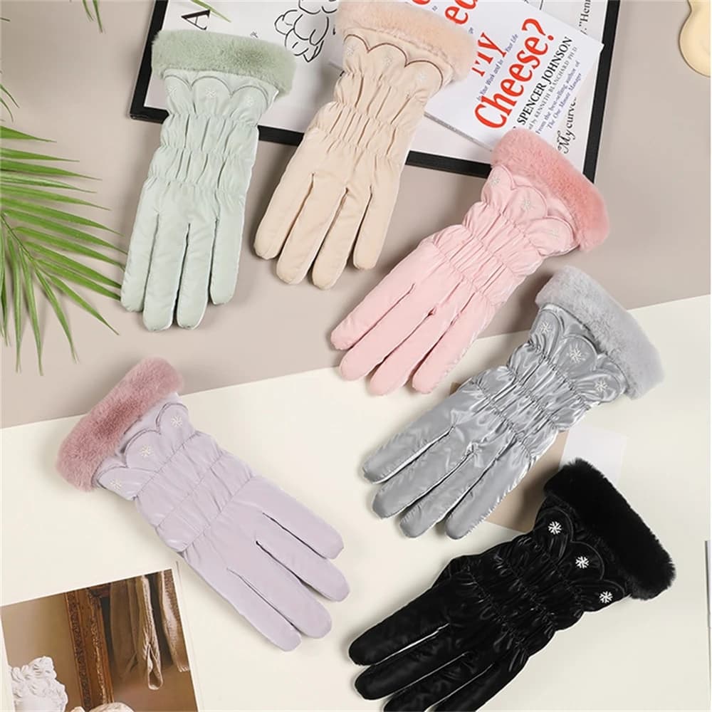 Guanti da donna imbottiti ispessiti Guanti invernali da ciclismo all'aperto Sport Guanti touchscreen antivento Guanti caldi impermeabili moda autunnale