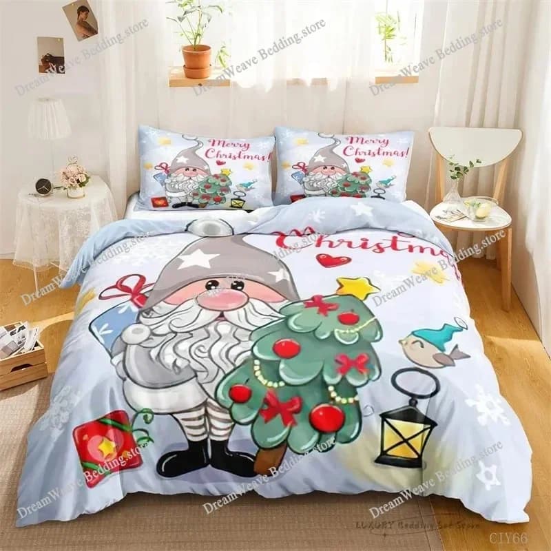 Copripiumino con simpatici personaggi dei cartoni animati, serie natalizia, set di biancheria da letto per bambini e adulti, decorazione per camera singola, matrimoniale, queen size, idea regalo