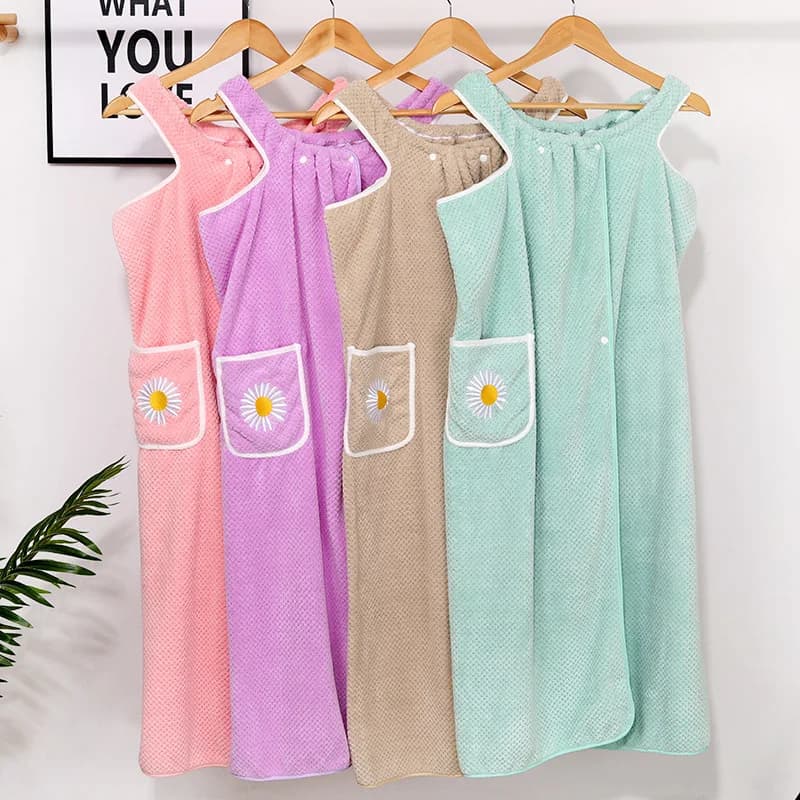Thickened Coral Fleece Bathrobe Sexy Magic Wearable Home Use Bath Towel with Strap Versatile Bath Skirt for Men by Di Huan Tan