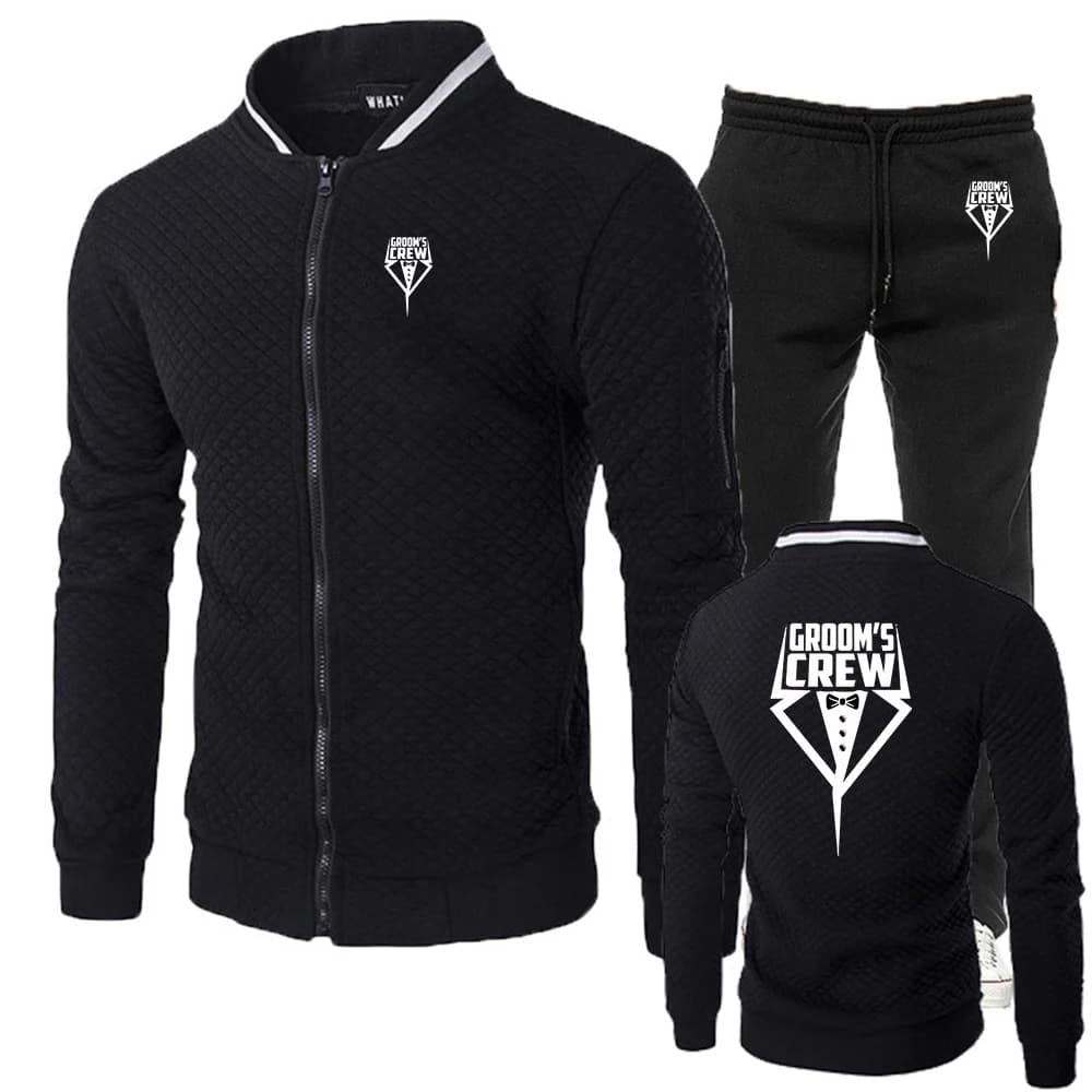 Completo Sportivo Uomo Team Groom 2026 Trend: Felpa con Cappuccio e Pantaloni della Tuta con Zip, Tuta Sportiva Casual per Jogging Autunnale