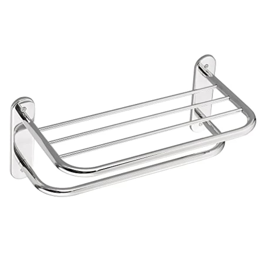 Portasciugamani da bagno commerciale con mensola, finitura cromata, 18 pollici, acciaio inossidabile resistente alla corrosione, design moderno ed elegante per