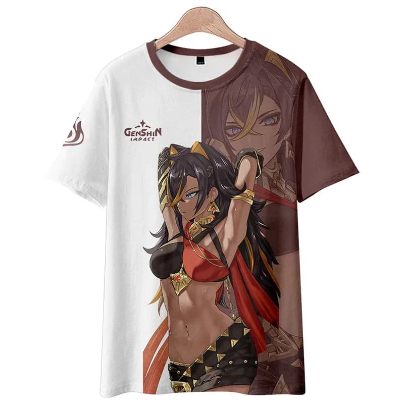 T-shirt cosplay Genshin Impact Dehya Dehya T-shirt moda unisex in poliestere stampato in 3D a maniche corte