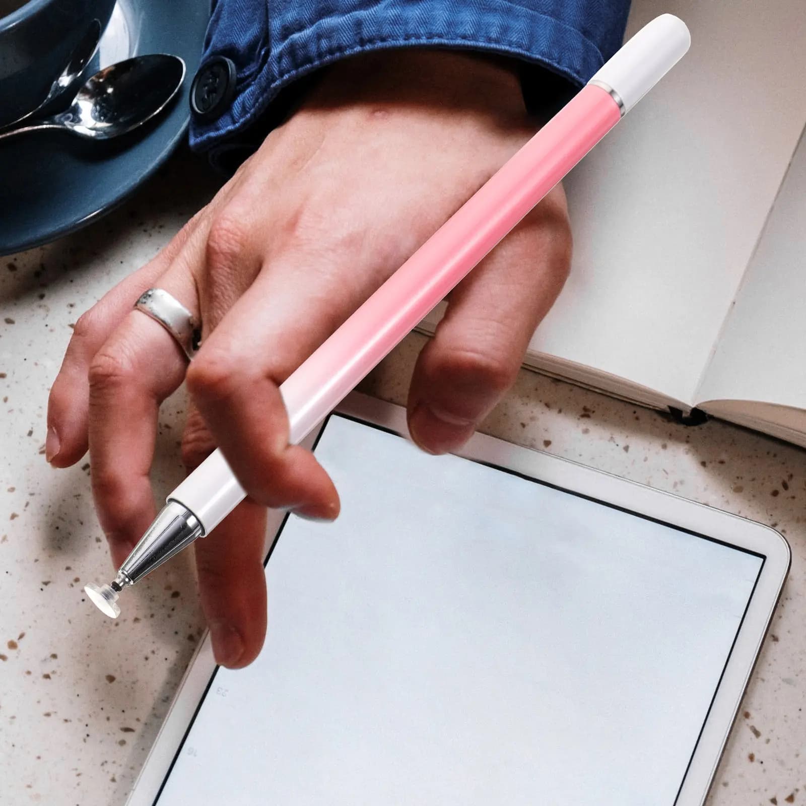 Penna Stilo Capacitiva Magnetica Bidirezionale per Tablet, Scrittura di Precisione, Disegno e Appunti, Universale