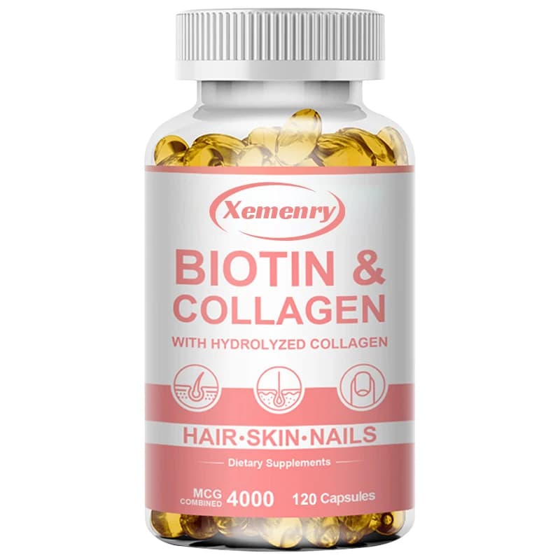 Integratore di biotina e collagene Xemenry, capsule vegane non OGM, senza glutine