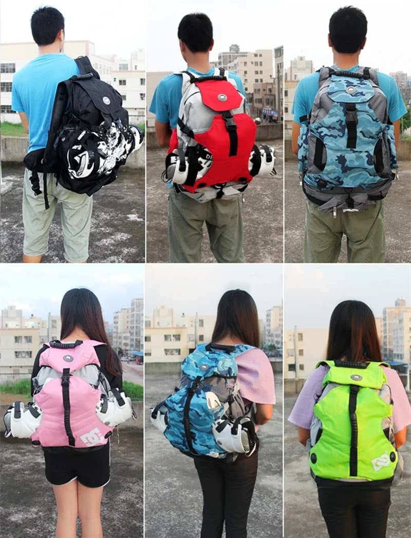 Uomo donna pattini a rotelle zaino pattini in linea scarpe da pattinaggio stivali borsa per il trasporto pattini da ghiaccio per bambini zaino per lo stoccaggio borse sportive all'aperto