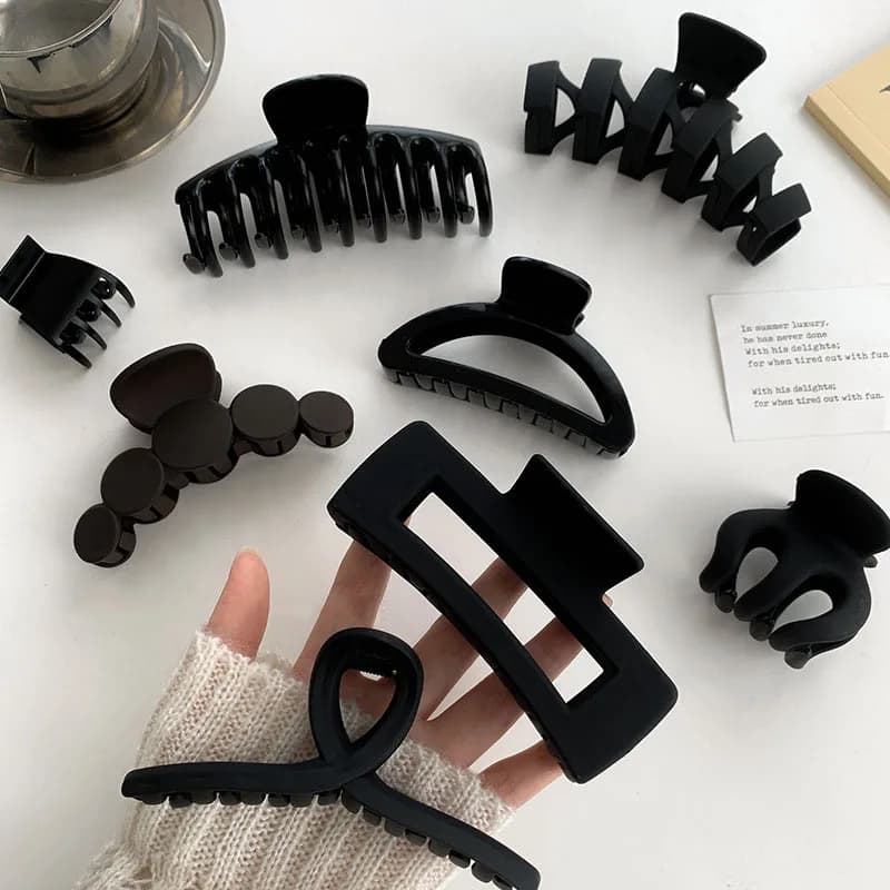 Eleganti Fermagli per Capelli Neri Geometrici in Plastica per Donna, Fermagli a Denti per Capelli Lunghi, Accessori Moda per Capelli