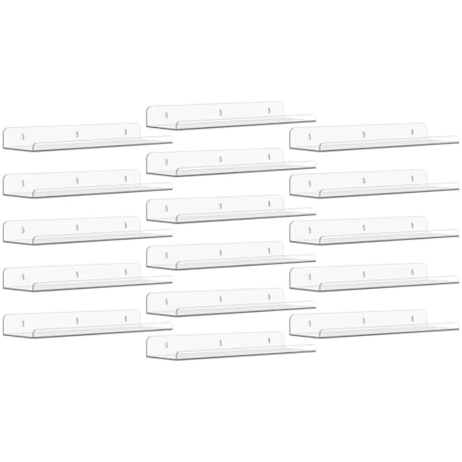 Mensole Galleggianti per Decorazione Murale, Mensole da Parete Trasparenti da 15 Pollici per Camera da Letto, Soggiorno, Cucina, Bagno, Porta Smalti/Accessori