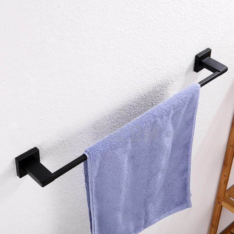 Portasciugamani da bagno in acciaio inossidabile 304 per bagno dell'hotel, portasciugamani da bagno quadrato con asta singola, nero opaco