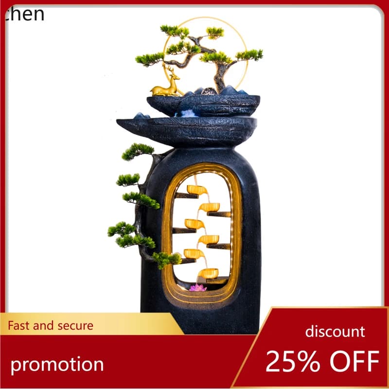 Fontana di lusso HXL per soggiorno, con circolazione d'acqua, umidificatore interno, sfera di cristallo, decorazione da terra per ingresso Shengcai