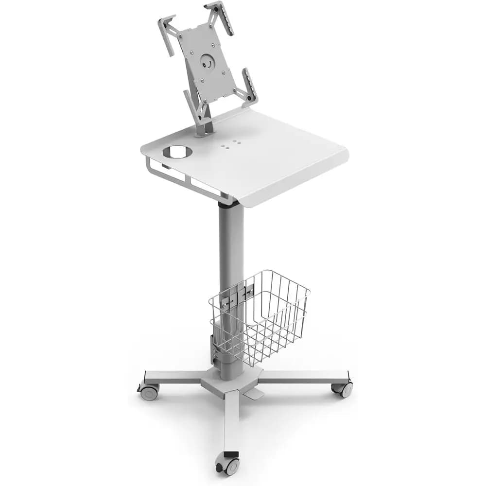 Adjustable Medical Cart on Wheels: Mobile Pneumatic Workplace with Support for iPad or Tablet from 9.7-13 Pollyci - Ideal for Hospitals