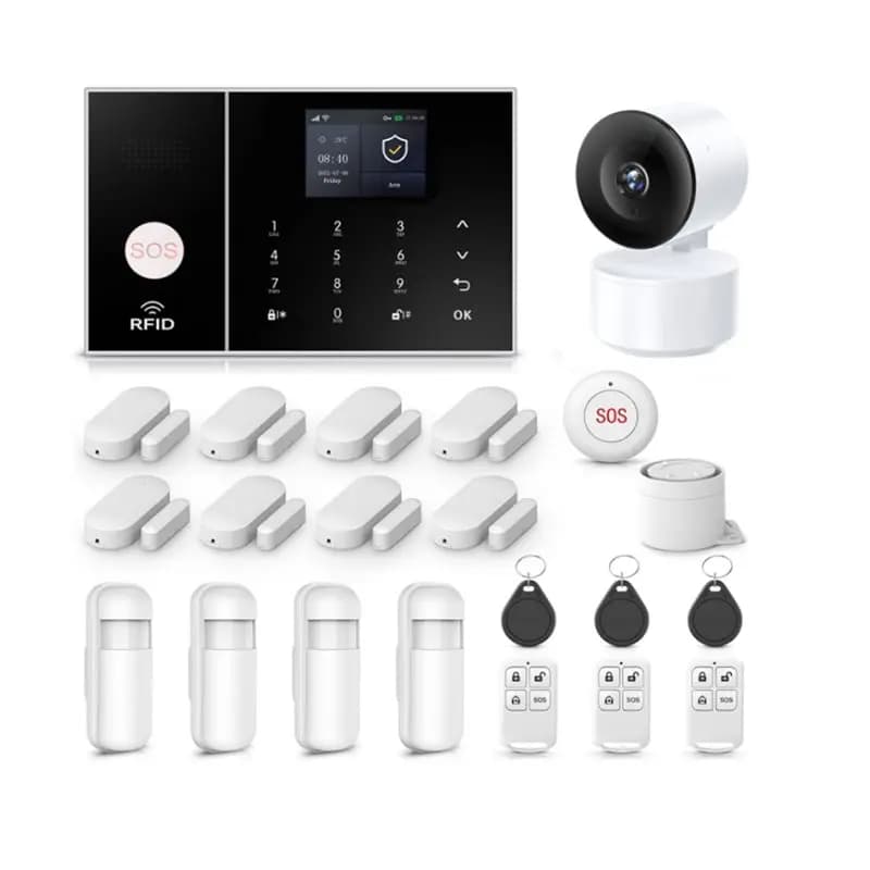Sistemi di allarme per la sicurezza domestica con sensori per porte/finestre, rilevatore di movimento, avvisi tramite app 4G/Tuya, compatibili con Google per ville, appartamenti, case, con spina EU