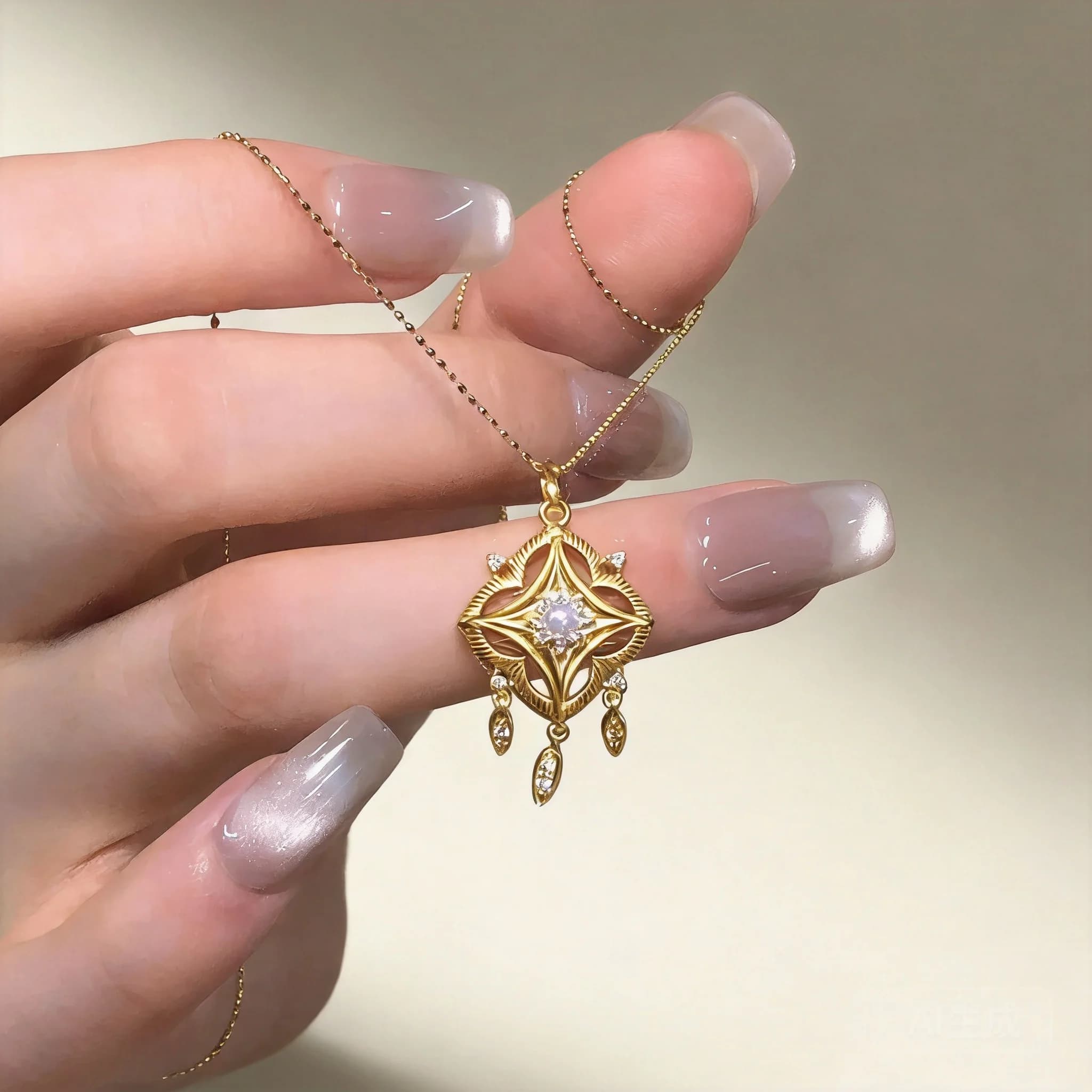 Chinese Style Lucky Gold Plated Dream Catcher Pendant Necklace Vintage Tassel Rhinestone Pearl Clavicle Chain Exquisite Jewelry