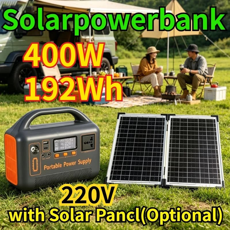 Nuova Stazione di Alimentazione Portatile da 400W 220V 192Wh LiFePO4, Power Bank per Generatore Solare, Energia per Esterni, Campeggio, Camper, Backup Energetico