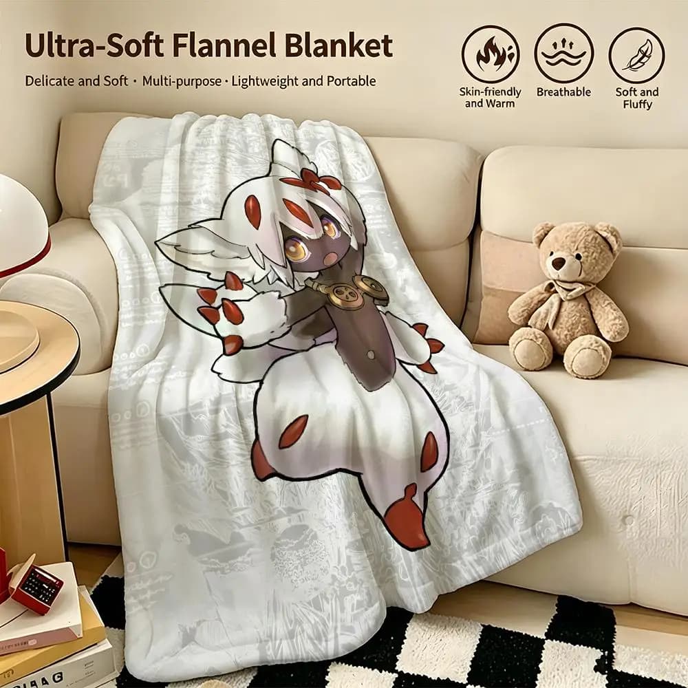 Anime M-Made in Abyss-s Throw Warm Soft Flannel Blanket, Multi-use for Sofa Bed Camping Travel Nap