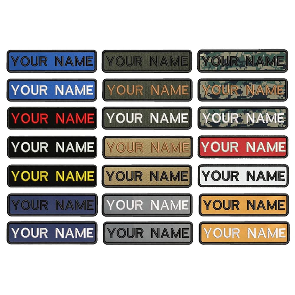 1PC 10cmX2.5cm Nome personalizzato personalizzato numero Patch Strisce Badge tag chevrons Bracciale termoadesivo o gancio passante ricamato