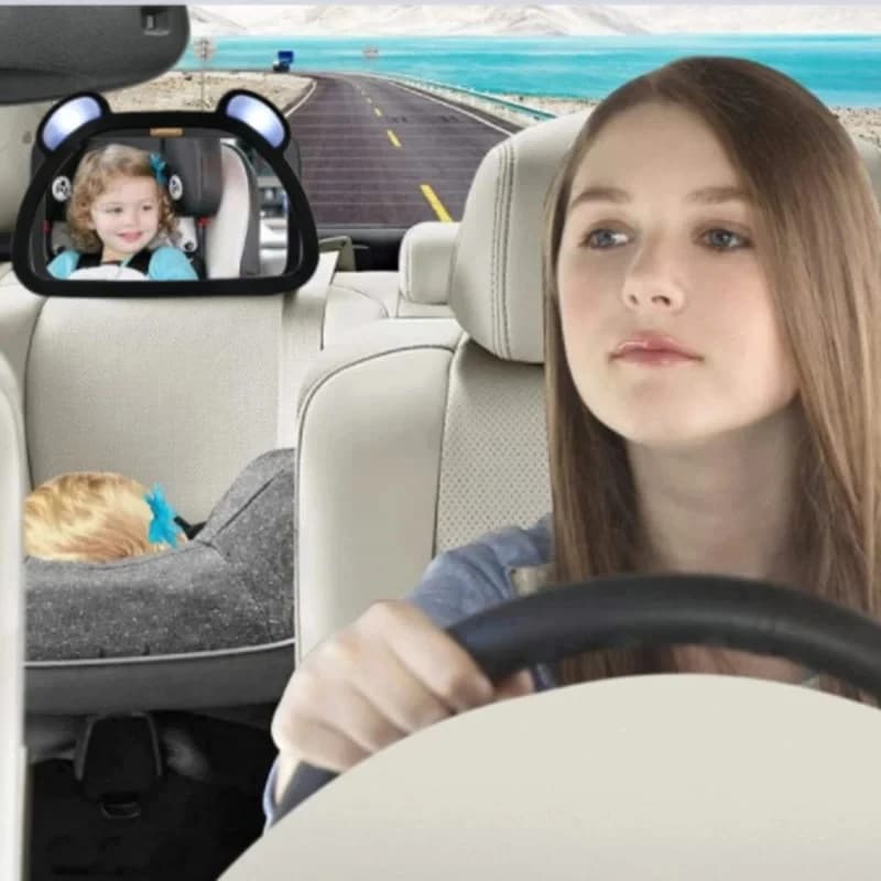 Specchietto retrovisore per auto per bambini con LED Specchietto retrovisore ausiliario per sedile posteriore ruotabile a 360 gradi Monitor di sicurezza per bambini Interier per auto