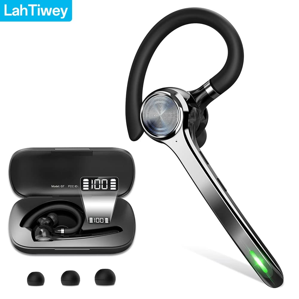 Bluetooth Headset V5.3, Wireless Earpiece with 500mAh Charging Case, 72H Talktime, Hands Free Noise Canceling Headphone with Mic