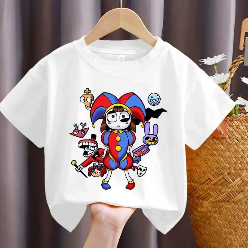 the Amazing Digital Circus Cartoon Printed T-Shirt for Boys Casual Sports Short Sleeve Summer Kids Top Children's Clothing