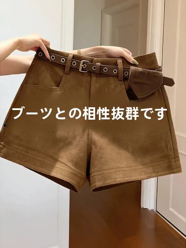 plus Size Women's Short Pants Deer Skin Velvet A-Line Casual Boot Pants High Waist Slimming Autumn Winter Outerwear