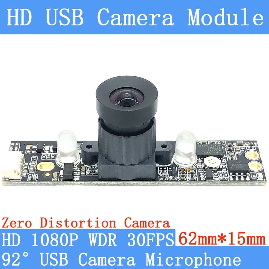 Webcam di sorveglianza industriale 92 ° Modulo telecamera USB Zero Distortion 2MP Full HD 1080P OTG UVC Linux 30FPS con microfono