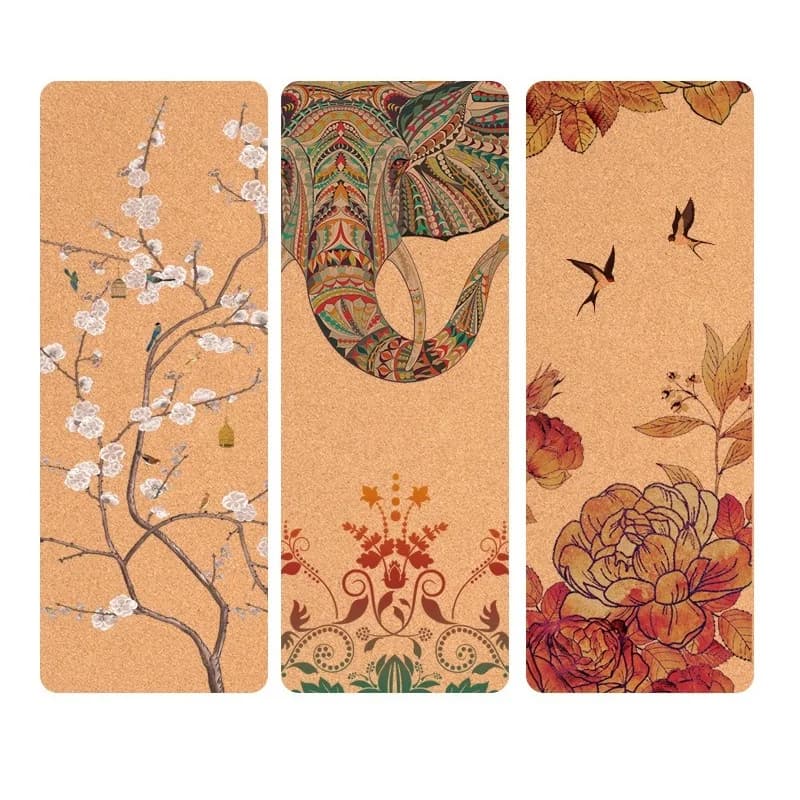 5 mm natural cork yoga mat, anti-slip, eco-friendly, sweat resistant, for fitness, pilates, exercises, for home and gym