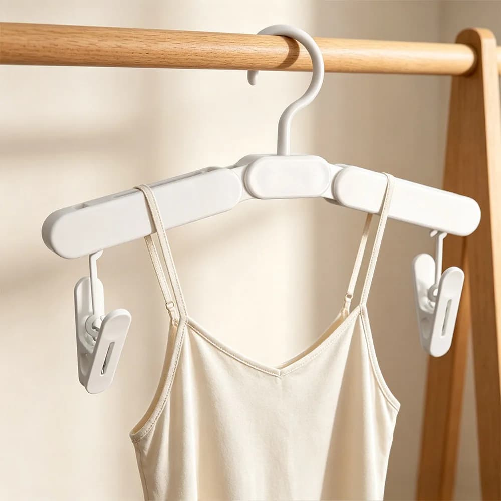 Appendiabiti Pieghevole Leggero e Compatto, Salvaspazio, da Viaggio, Portatile, Antiscivolo, con Clip per Pantaloni, per Viaggi d'Affari