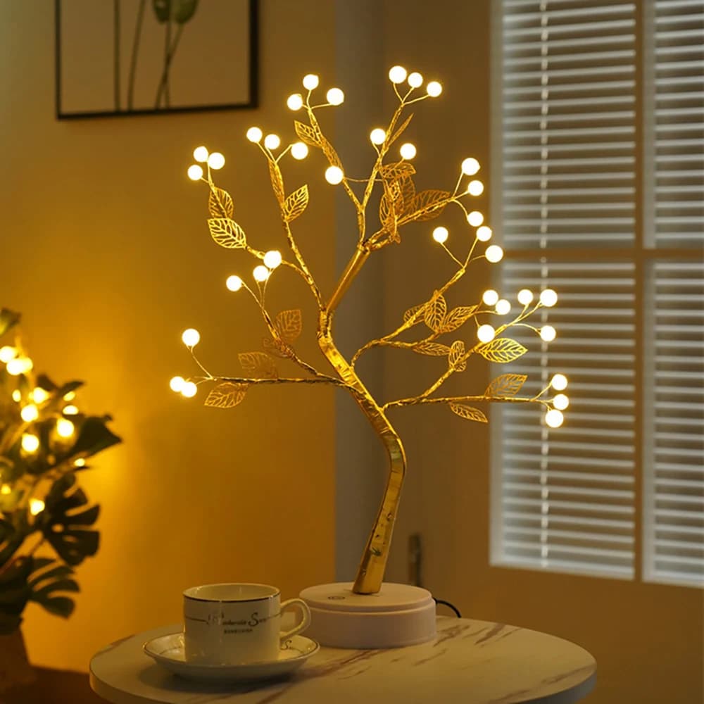 Luci per albero a LED Lampada da fata decorativa artificiale a batteria Lampada bonsai da tavolo per feste, vacanze, campeggio, decorazioni estive