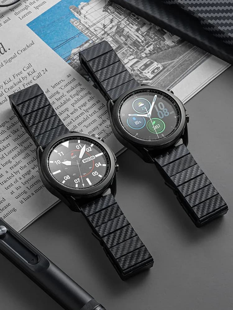 Cinturino in fibra di carbonio 22mm 20mm per Samsung Galaxy 6/5/4/classic 46mm/Active 2 40/44mm Gear S3 braccialetto Huawei watch GT/3/Pro band
