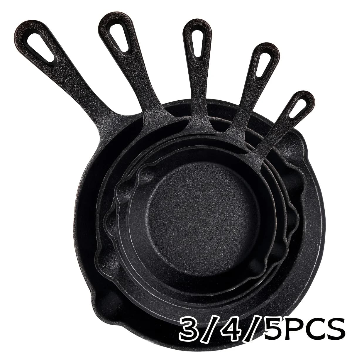Heavy Duty Cast Iron Skillet Set - Uncoated Frying Pan with Drip Spout for Frying, Stir-Frying, Cooking & Baking | Perfect Kitchen Cookware for Home Cooking