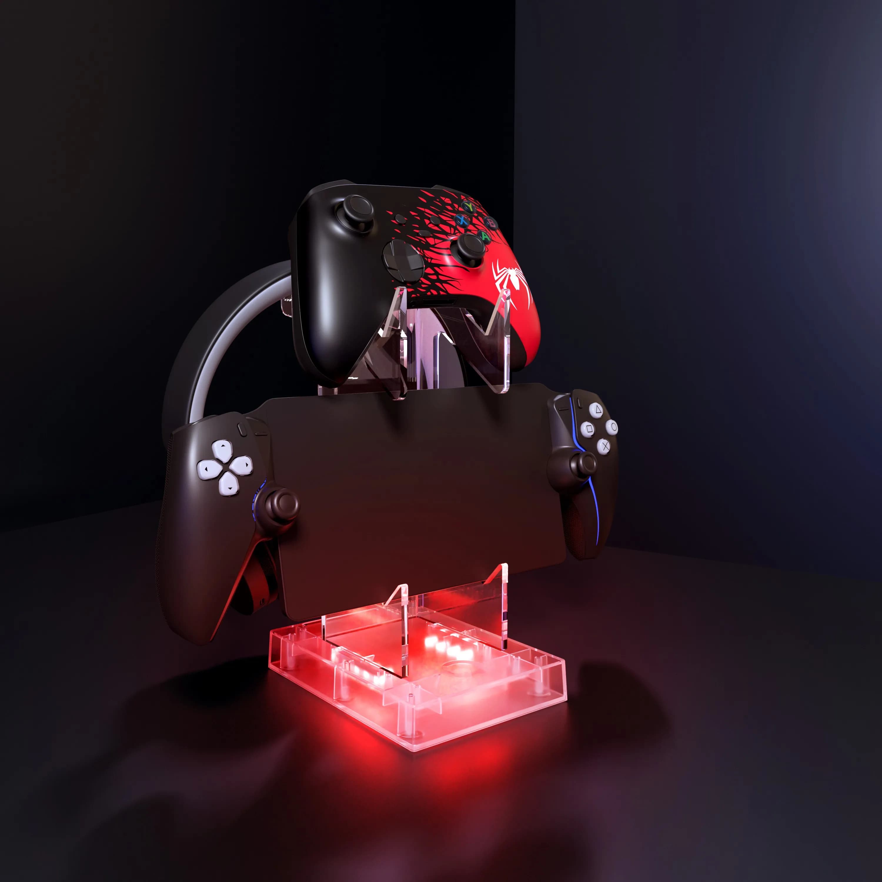 Staffa di supporto base RGB per controller PS5/Xbox/cuffie/ROG Xbox Ally/PS5 Portal/Switch 2/ricarica console Steam Deck