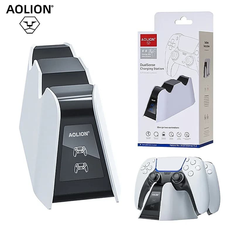 Aolion Dual Fast Charger for PS5 Wireless Controller Type-C Charging Dock Station For PlayStation5 Joystick Gamepad Accessories