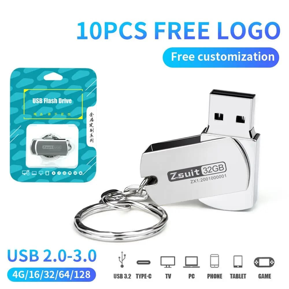 (oltre 10 pezzi Logo gratuito) Chiavetta USB in metallo 4G 8G 32G Pendrive 64 GB Memoria ad alta velocità Chiavetta USB Chiavetta USB impermeabile 1 pz 128 g