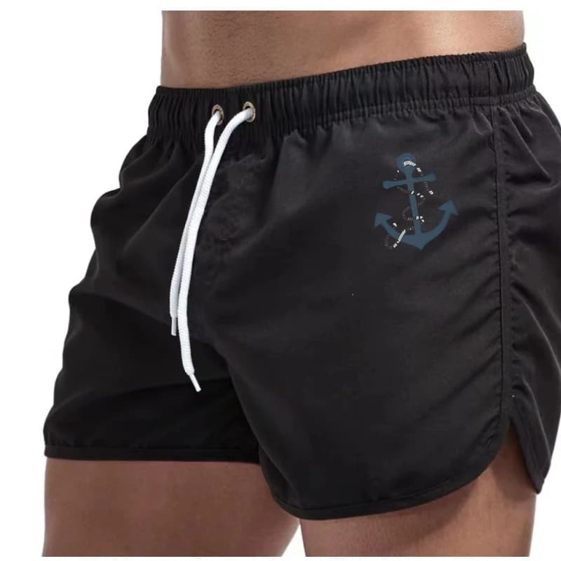 Men'S Quick-Dry Surf Shorts Lightweight Beach Swimwear With Anchor Design Drawstring Waist Perfect For Beach Activities