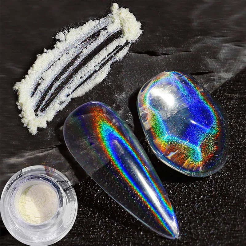 1 Barattolo di Glitter Universale per Unghie, Polvere Olografica Trasparente, Glitter Magico Aurora a Effetto Specchio, Pigmento in Polvere per Gel UV