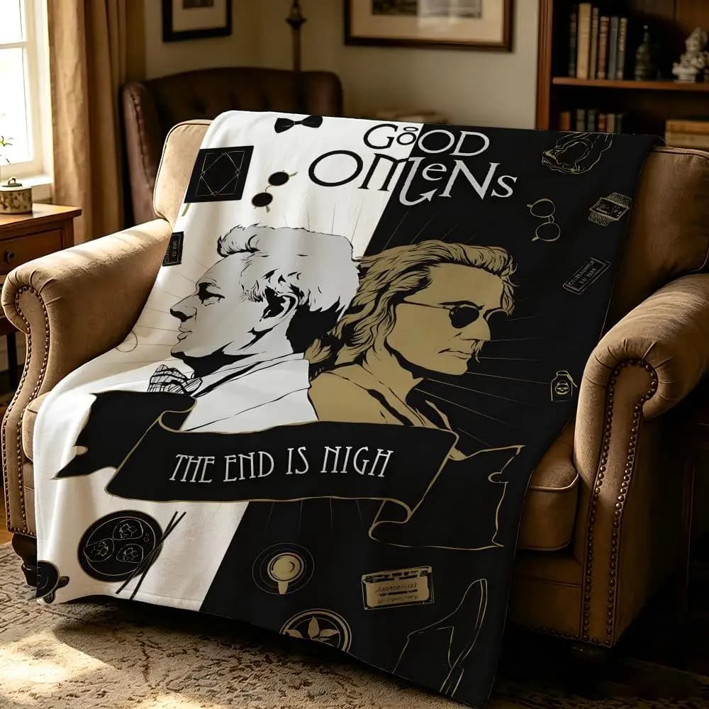 drama G-Good Omens-S Throw Thick Comfort Flannel Quilt, Multi-scene Use Indoor Outdoor Daily Nap