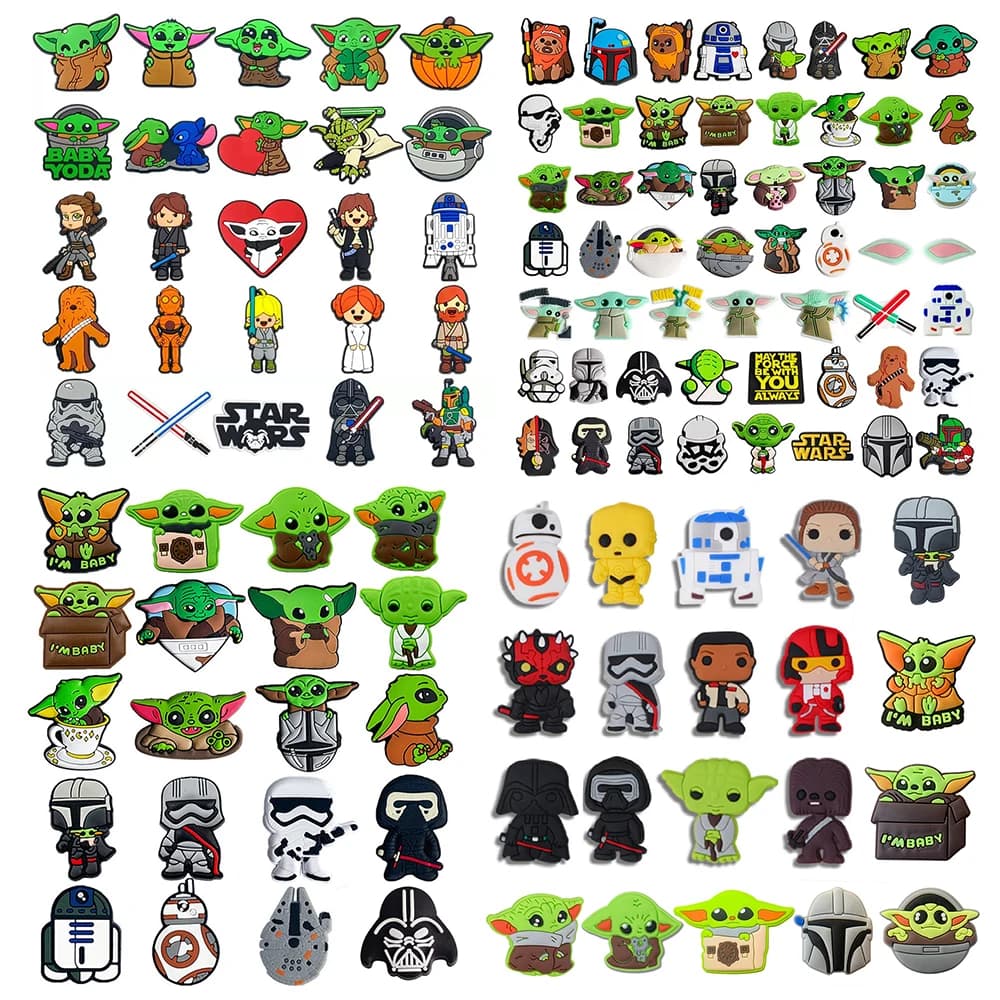 13-55Pcs Hot Toys Star Wars Shoe Charms Cartoon Shoes Decoration Accessories DIY Clog Sandal Wristband Kids Party X-mas Gifts